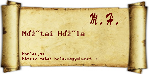 Mátai Héla névjegykártya